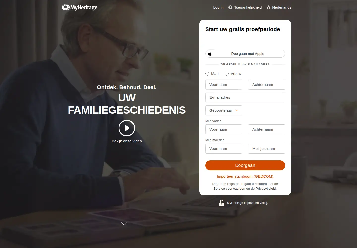 Screenshot of myheritage.nl