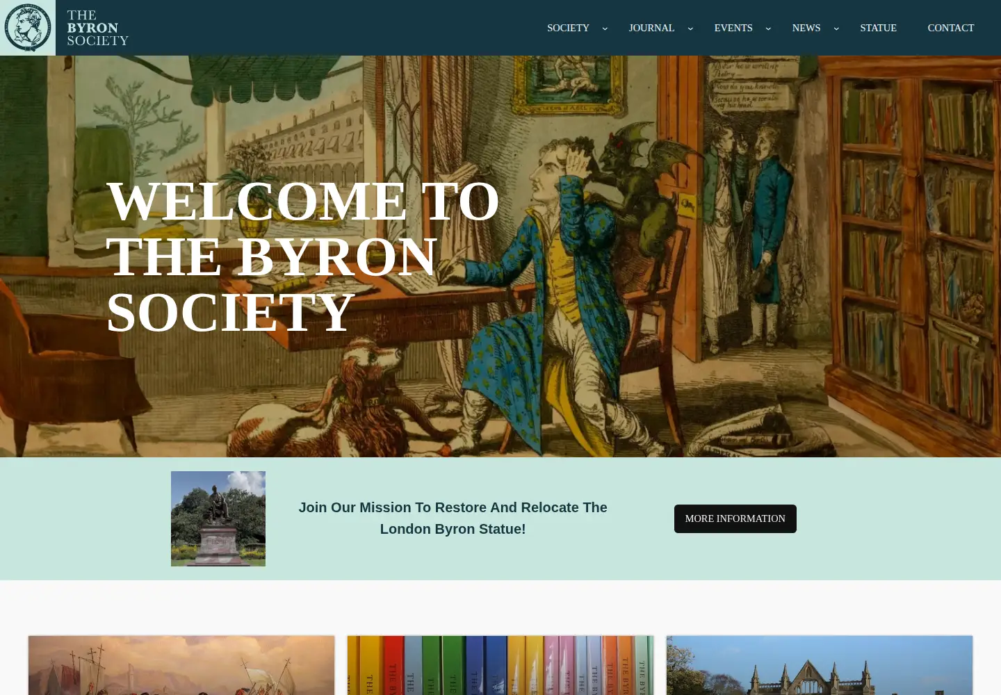 Captured homepage of thebyronsociety.com in the current scan
