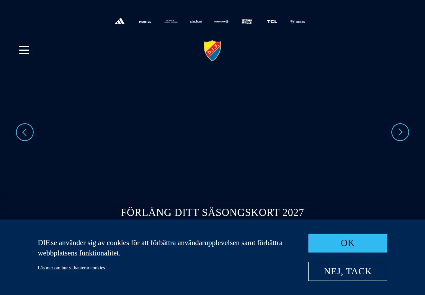 Captured homepage of dif.se in the current scan