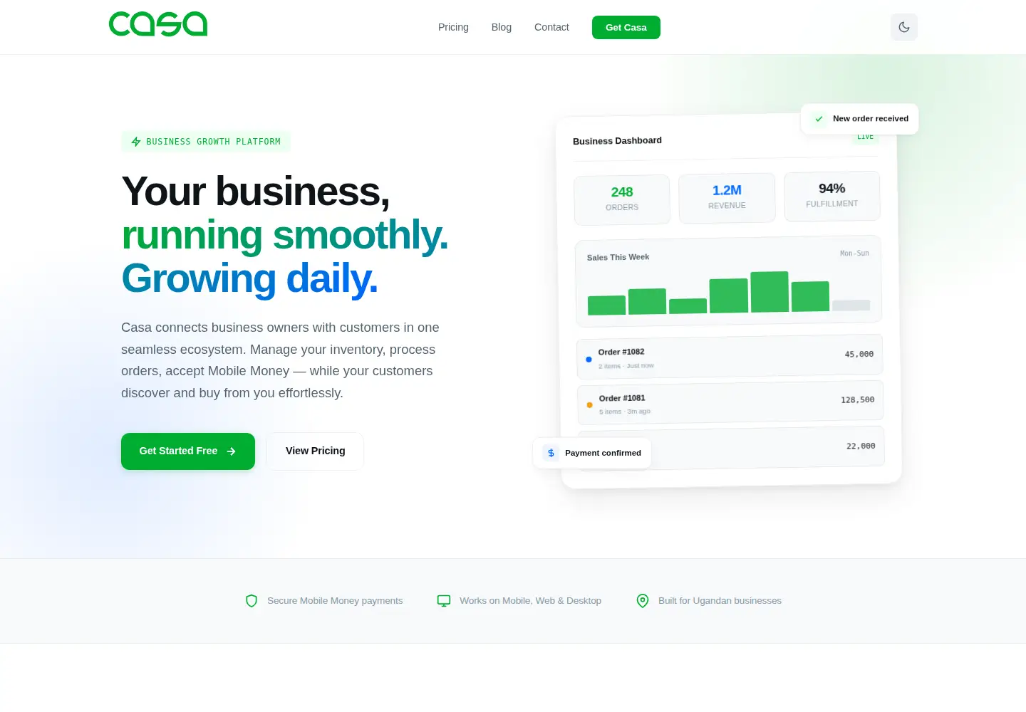 Screenshot of getcasaapp.com