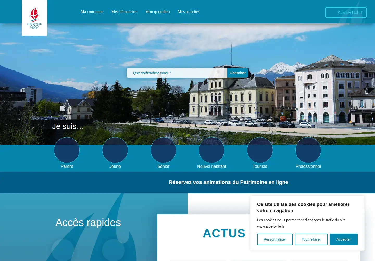 Captured homepage of albertville.fr in the current scan