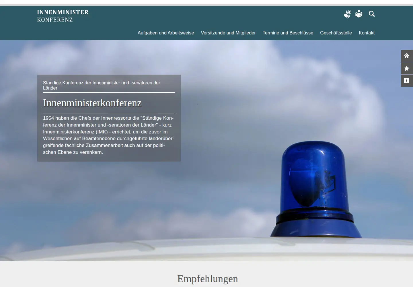 Screenshot of innenministerkonferenz.de