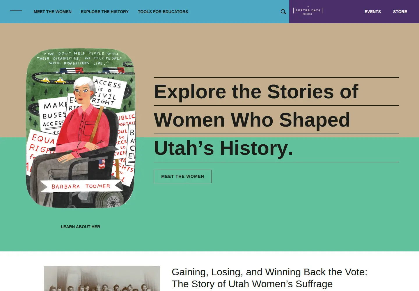 Screenshot of utahwomenshistory.org