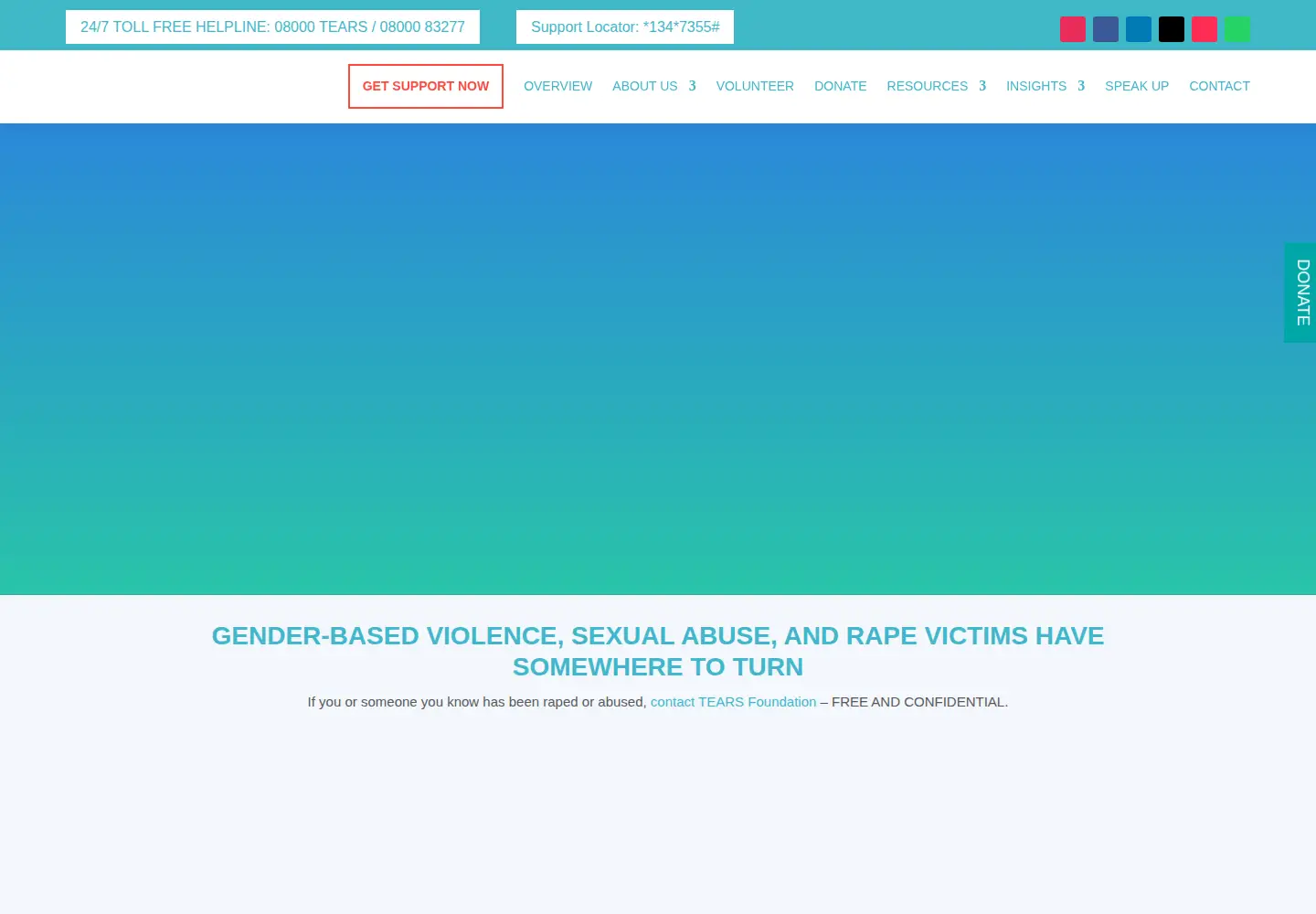 Screenshot of tears.co.za
