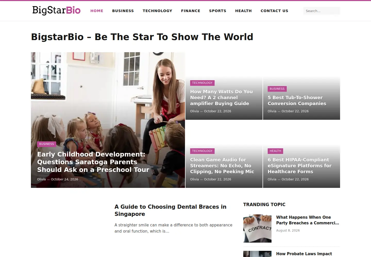 Screenshot of bigstarbio.com