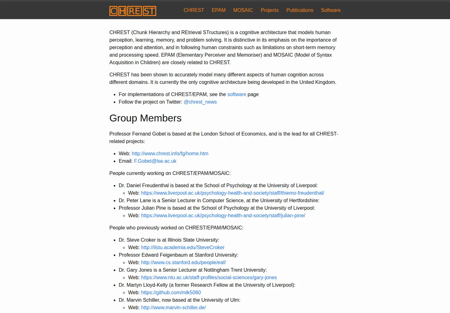 Captured homepage of chrest.info in the current scan