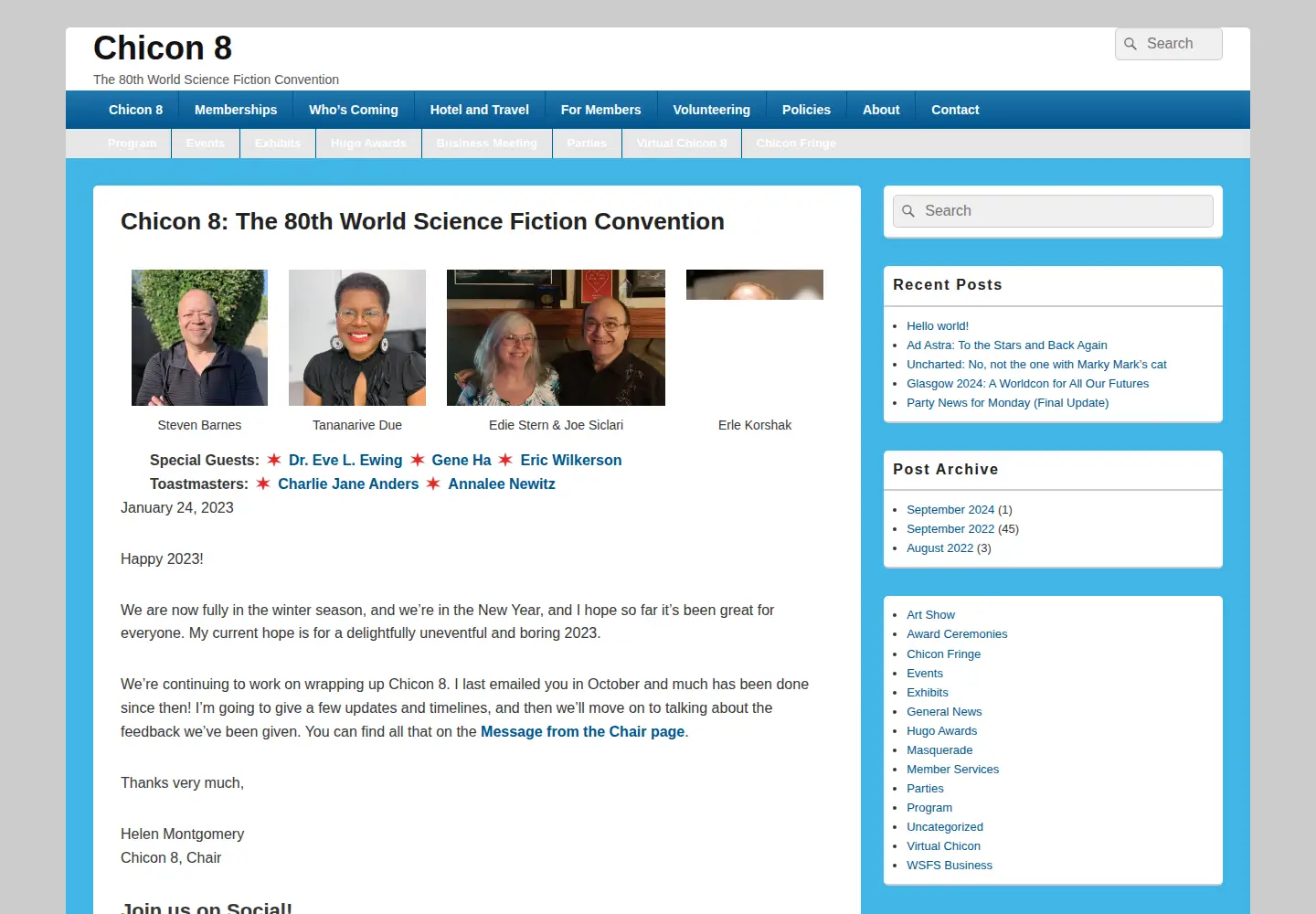Captured homepage of chicon.org in the current scan