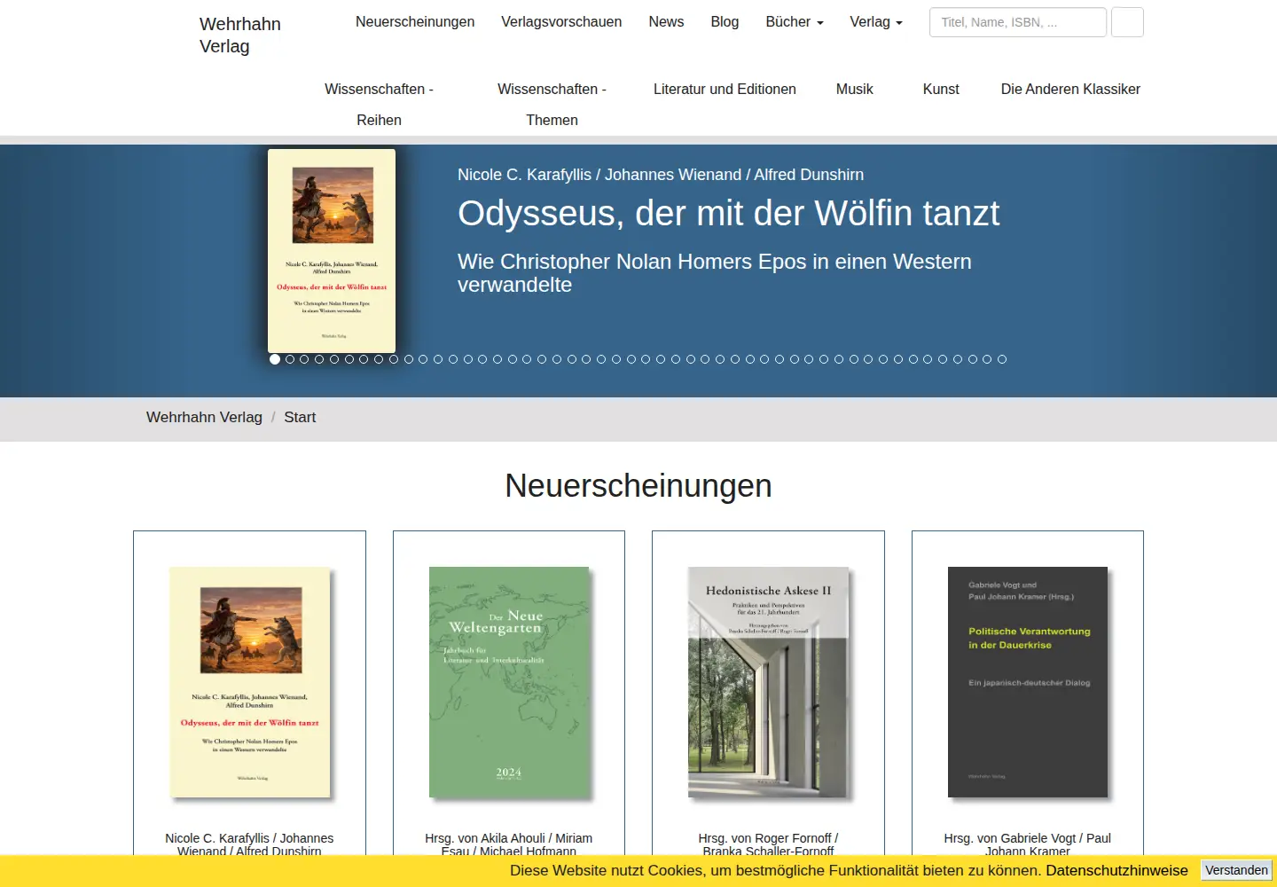 Captured homepage of wehrhahn-verlag.de in the current scan