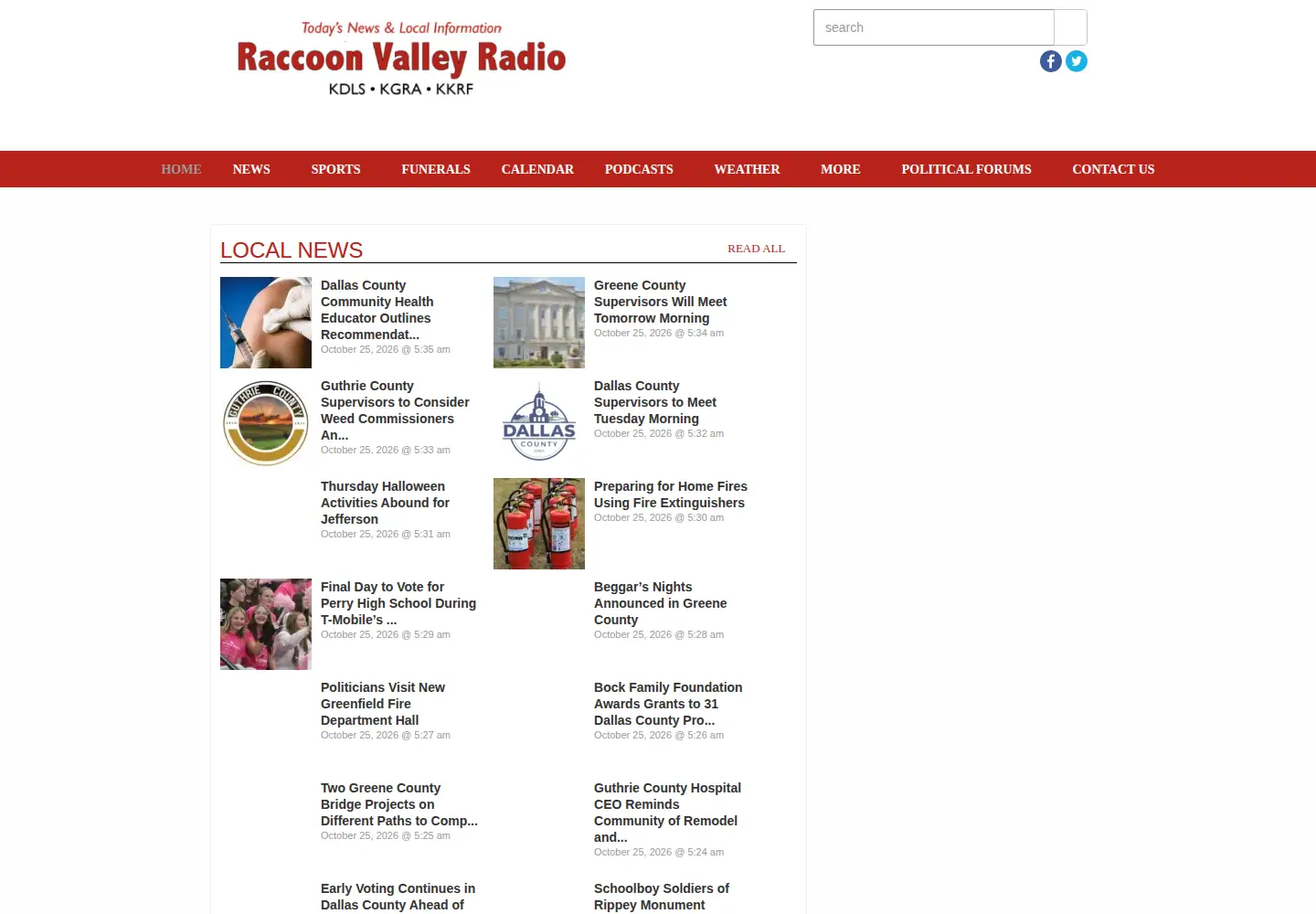 Captured homepage of raccoonvalleyradio.com in the current scan