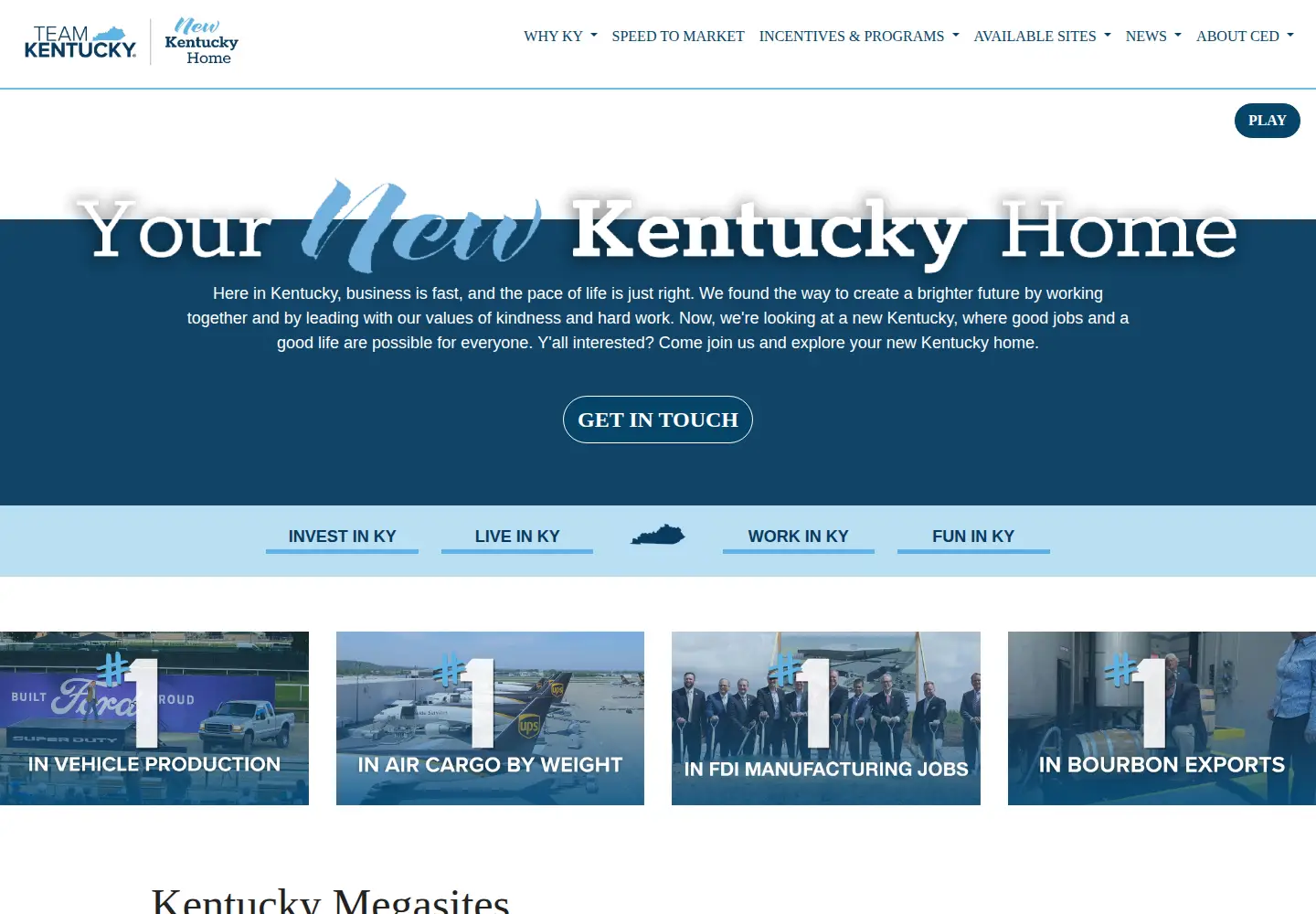 Captured homepage of thinkkentucky.com in the current scan