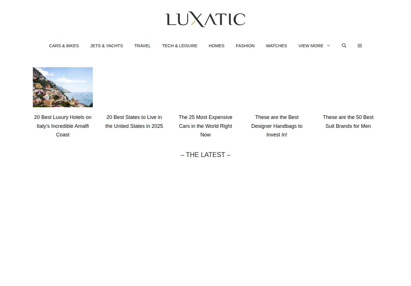 Captured homepage of luxatic.com in the current scan