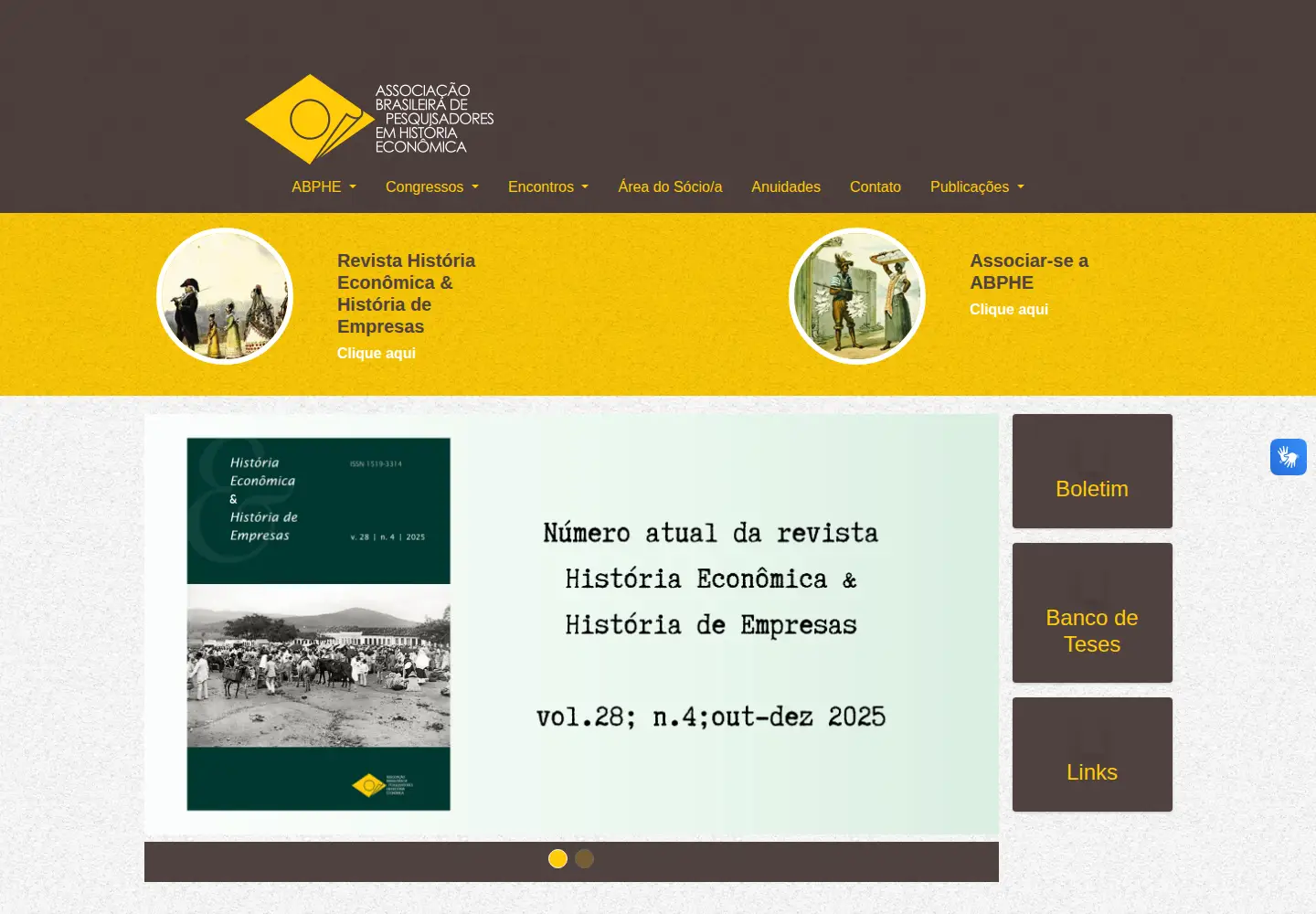 Captured homepage of abphe.org.br in the current scan