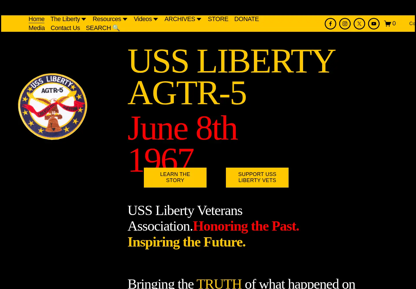Captured homepage of usslibertyveterans.org in the current scan