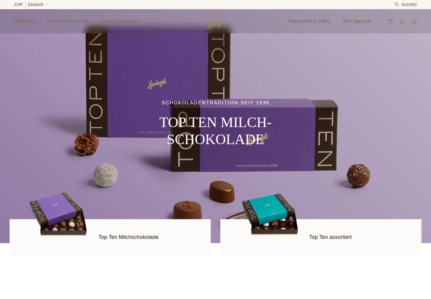 Screenshot of spruengli.ch