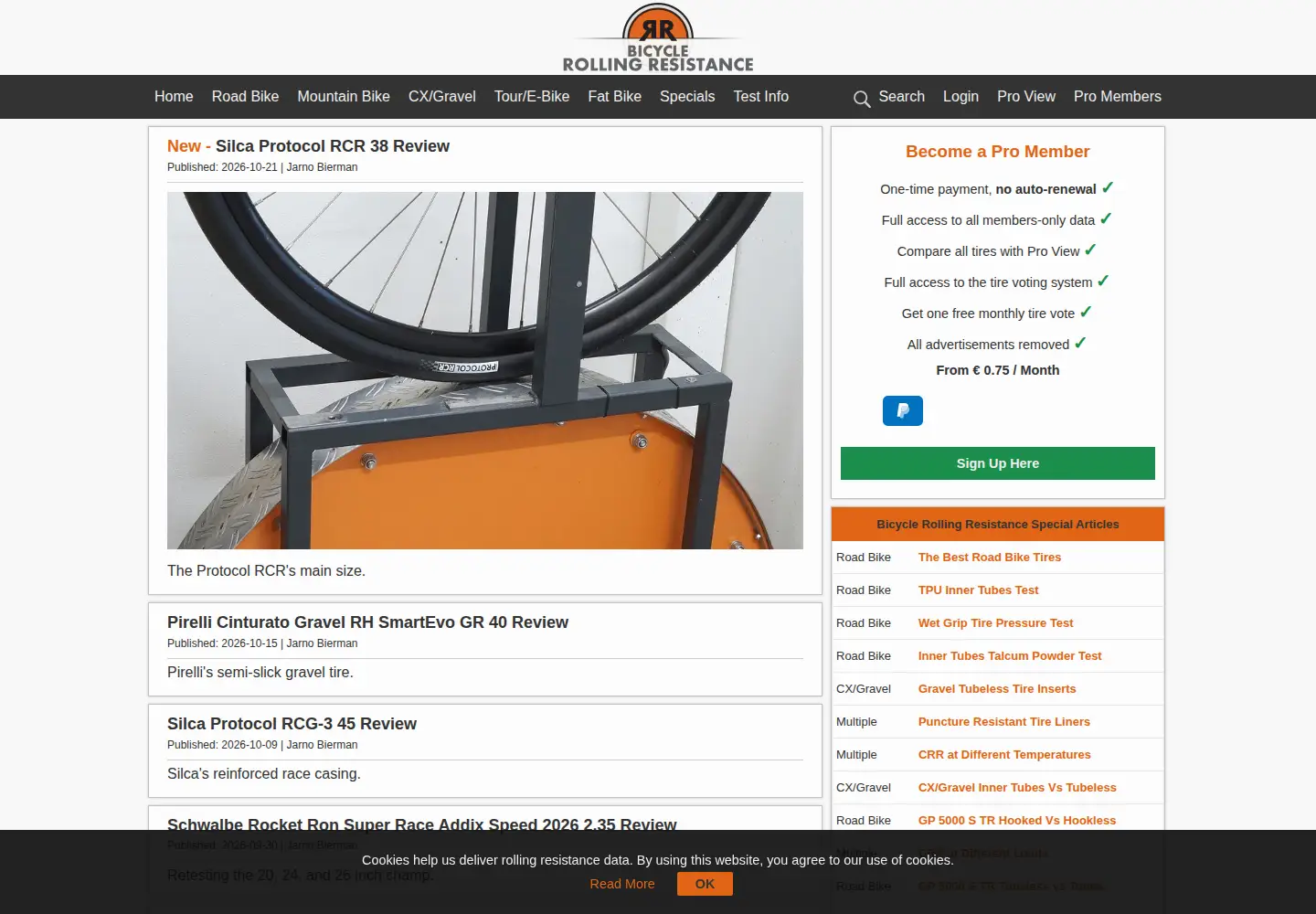 Screenshot of bicyclerollingresistance.com