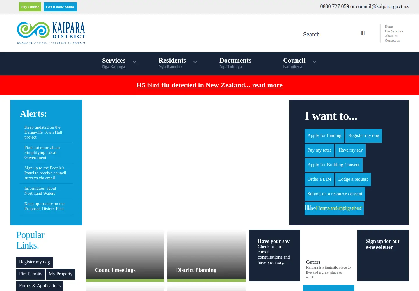 Captured homepage of kaipara.govt.nz in the current scan