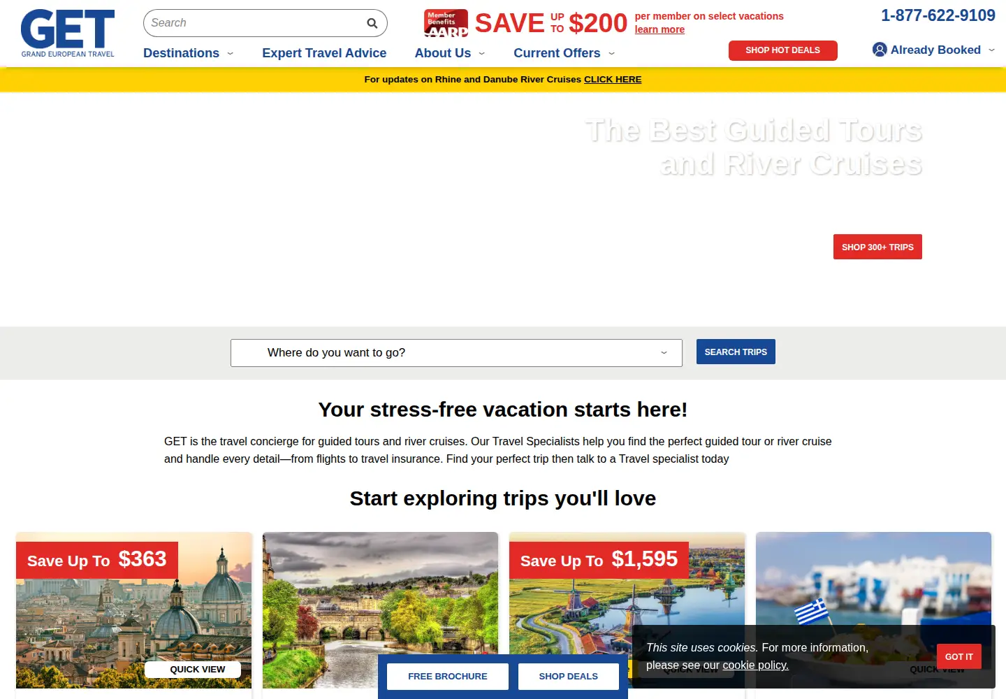 Captured homepage of getours.com in the current scan