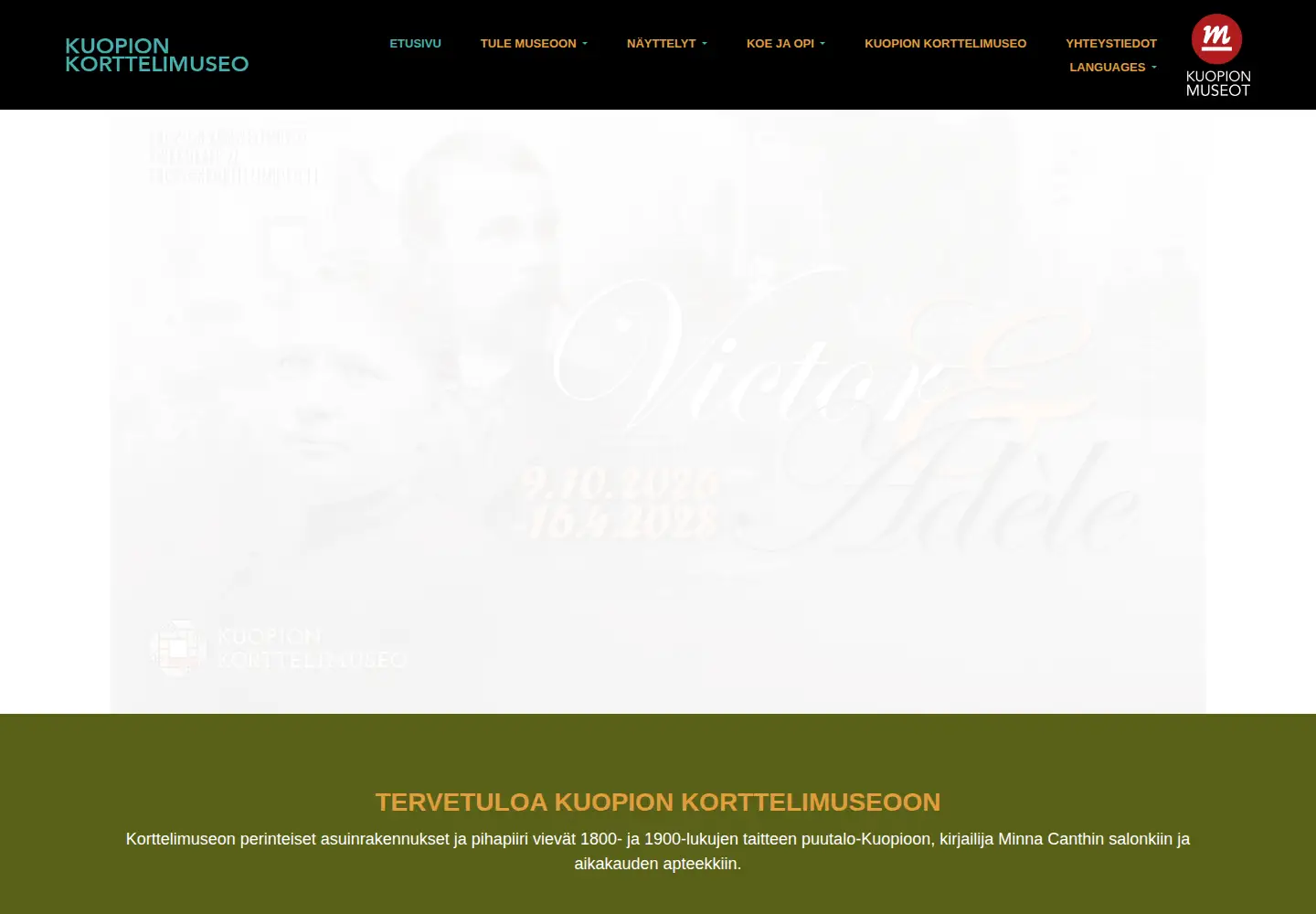 Screenshot of kuopionkorttelimuseo.fi
