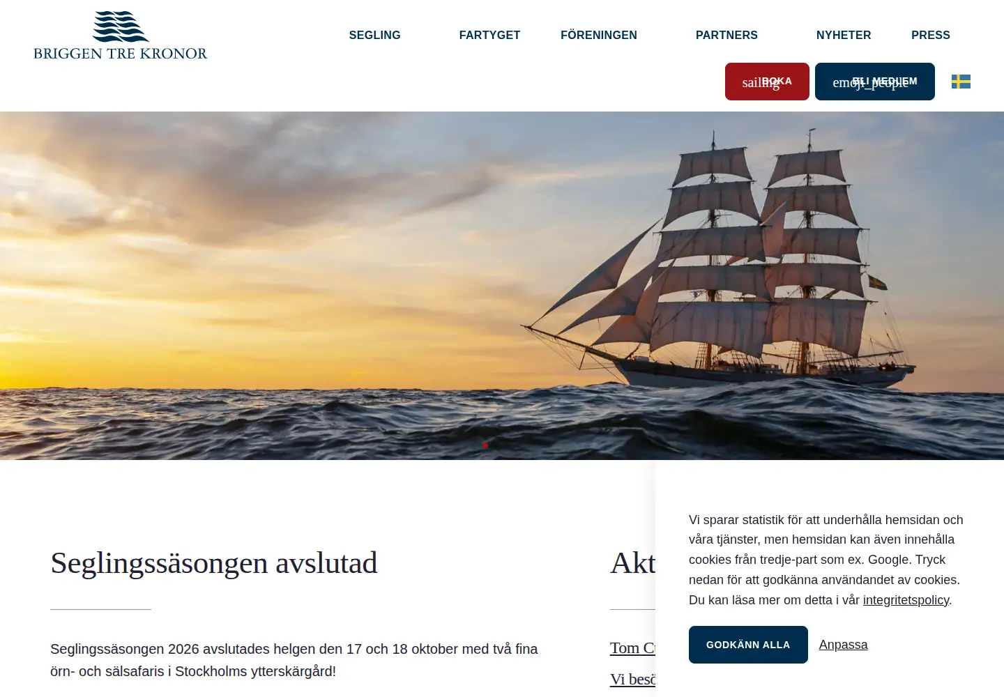 Screenshot of briggentrekronor.se