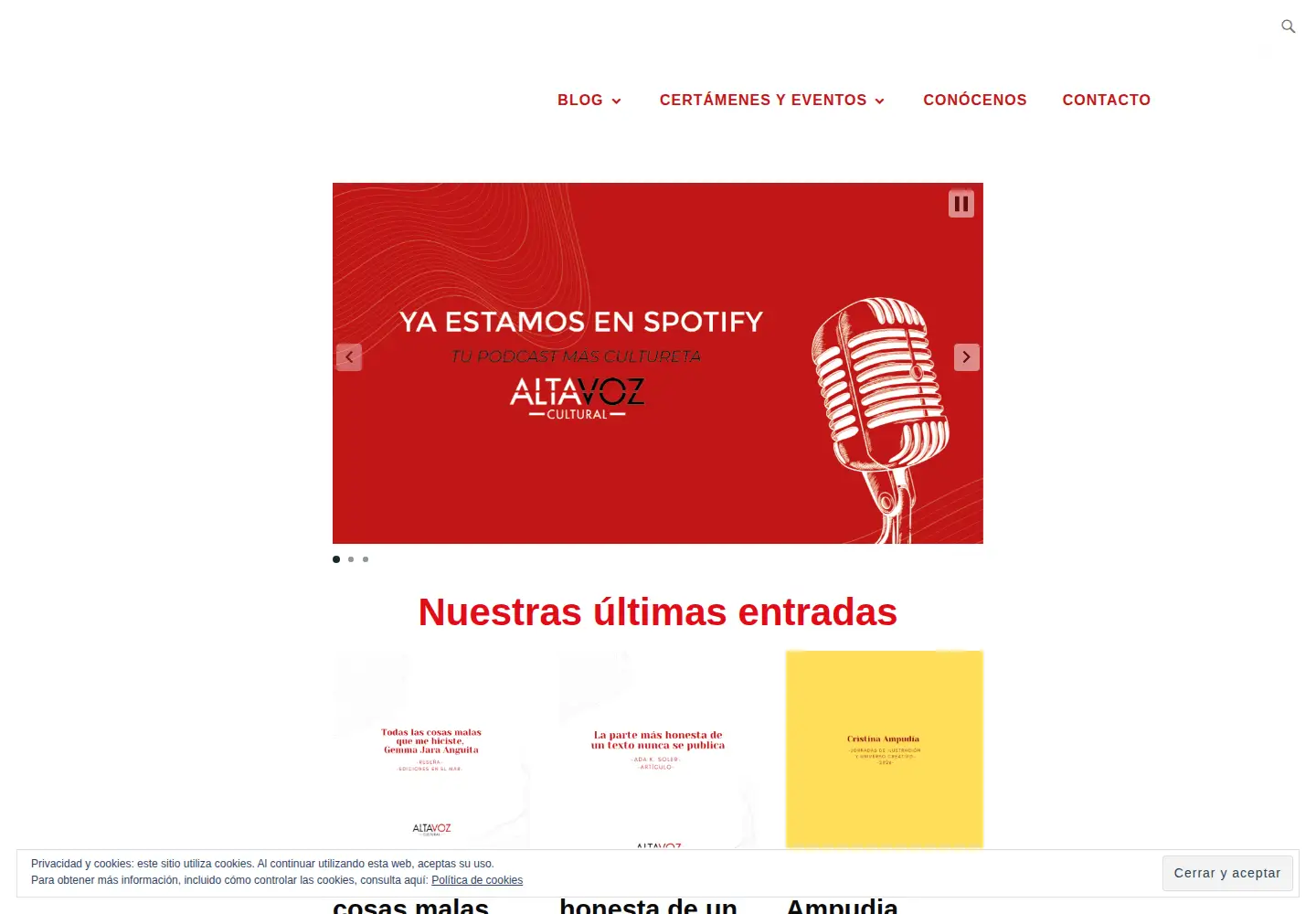 Captured homepage of altavozcultural.com in the current scan