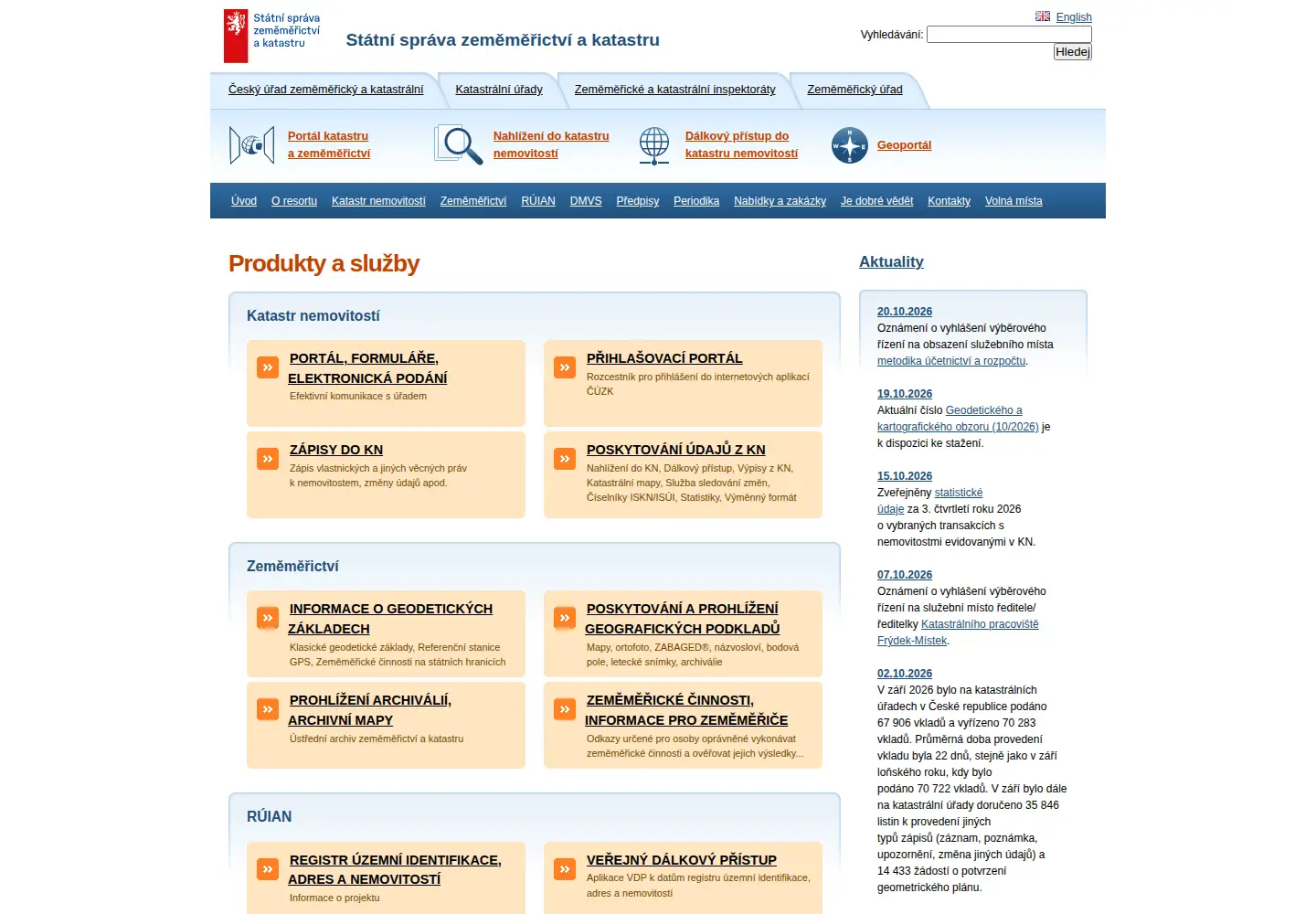 Screenshot of cuzk.gov.cz