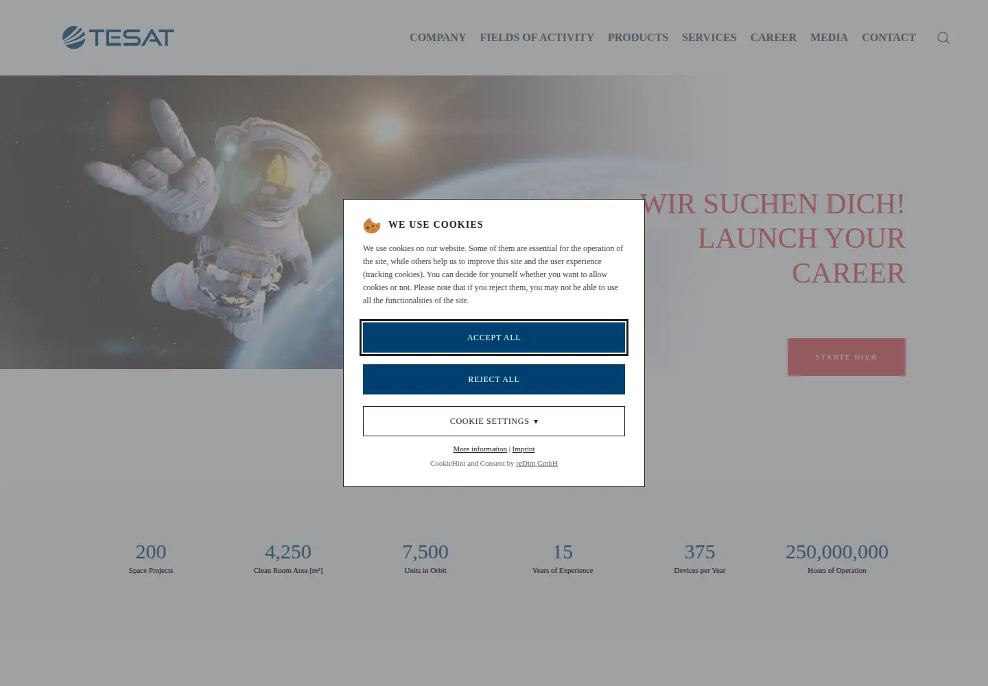 Screenshot of tesat.de