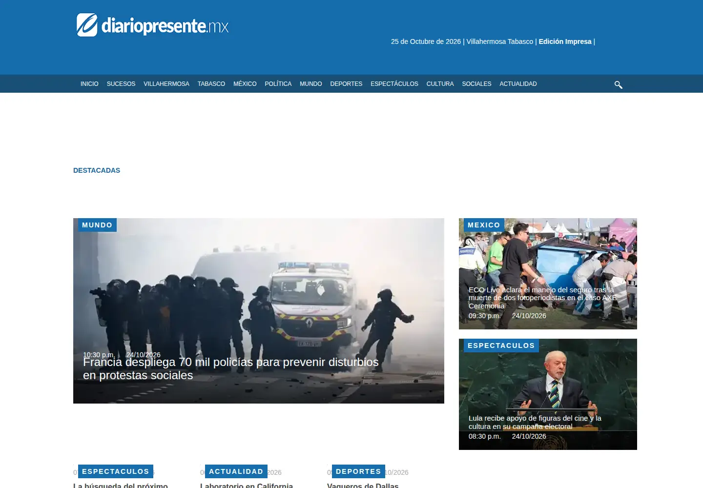Screenshot of diariopresente.mx