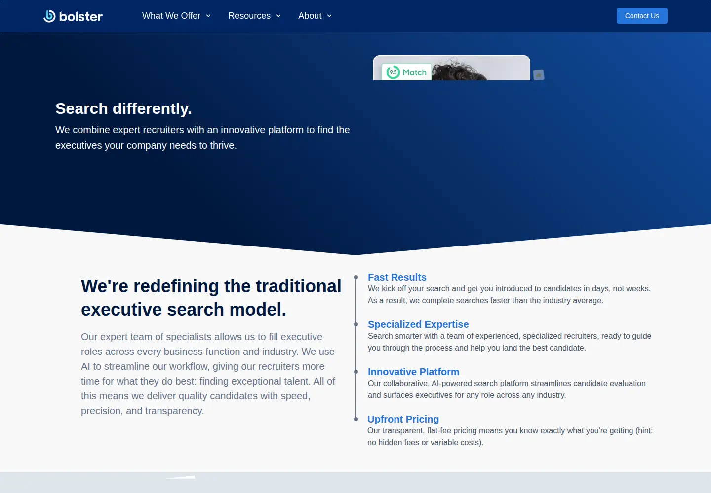 Captured homepage of bolster.com in the current scan
