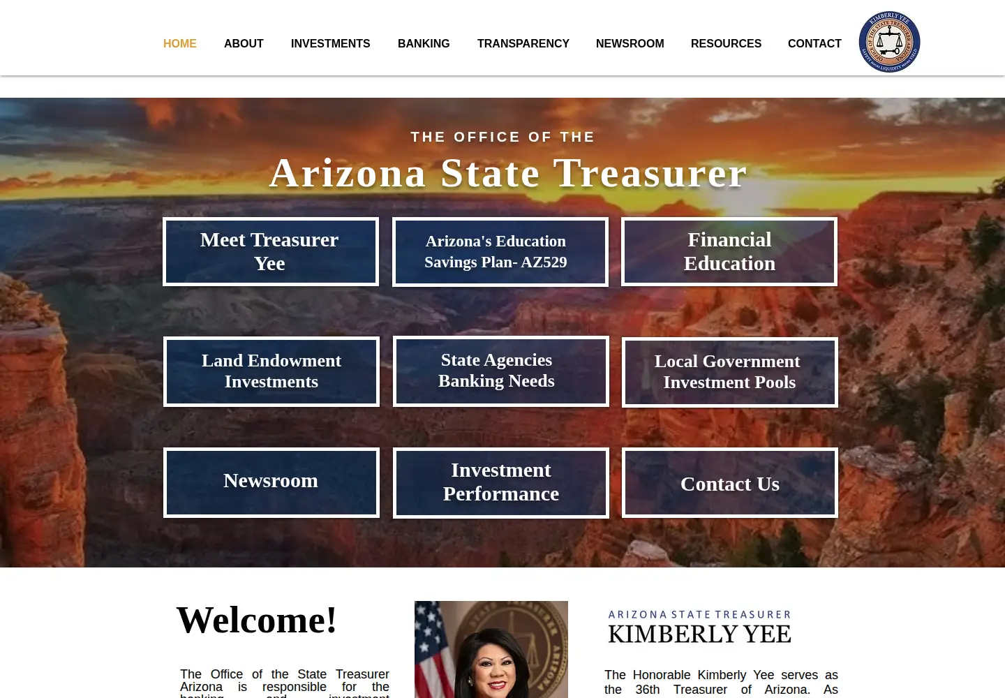 Screenshot of aztreasury.gov