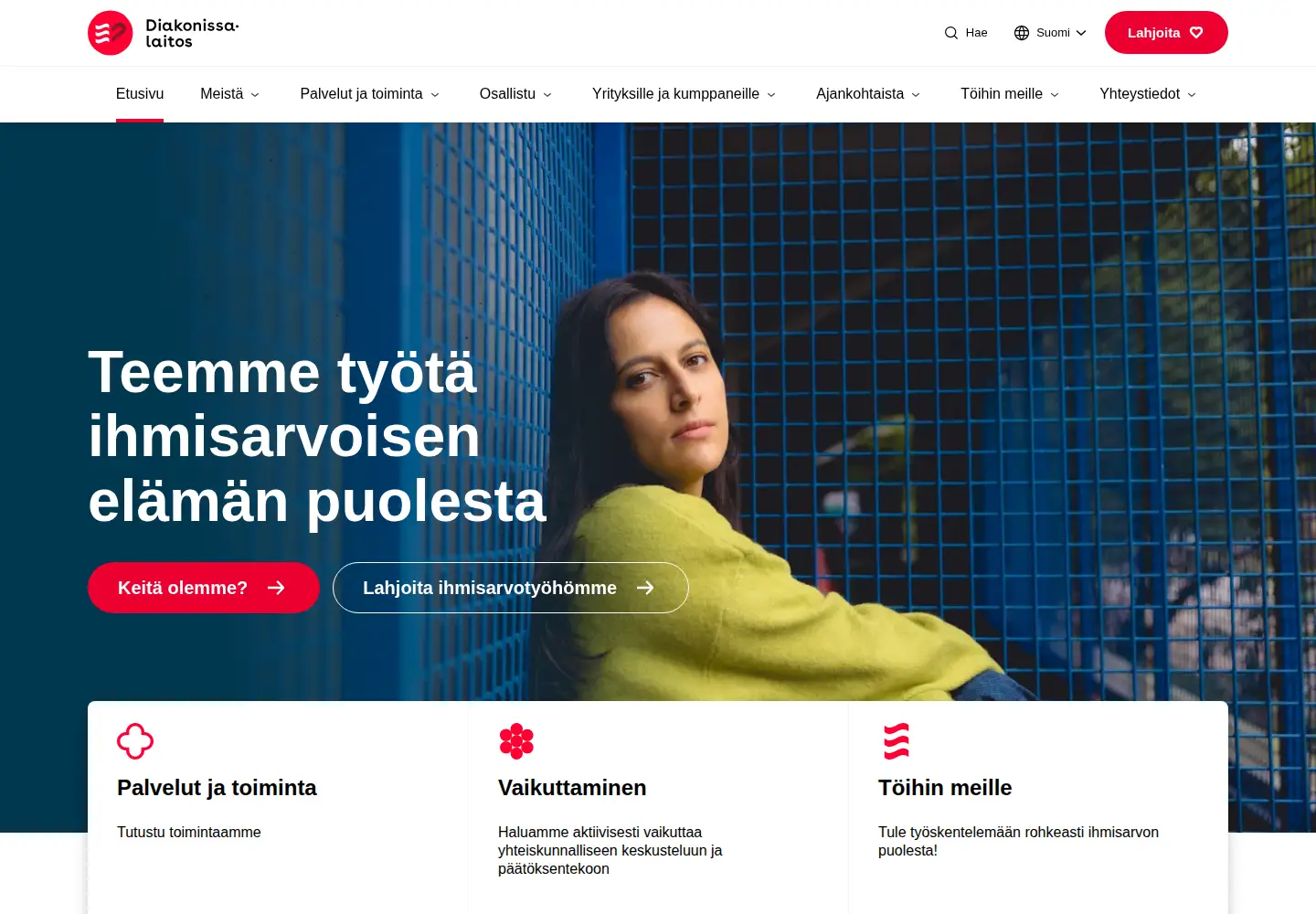 Captured homepage of rinnekoti.fi in the current scan