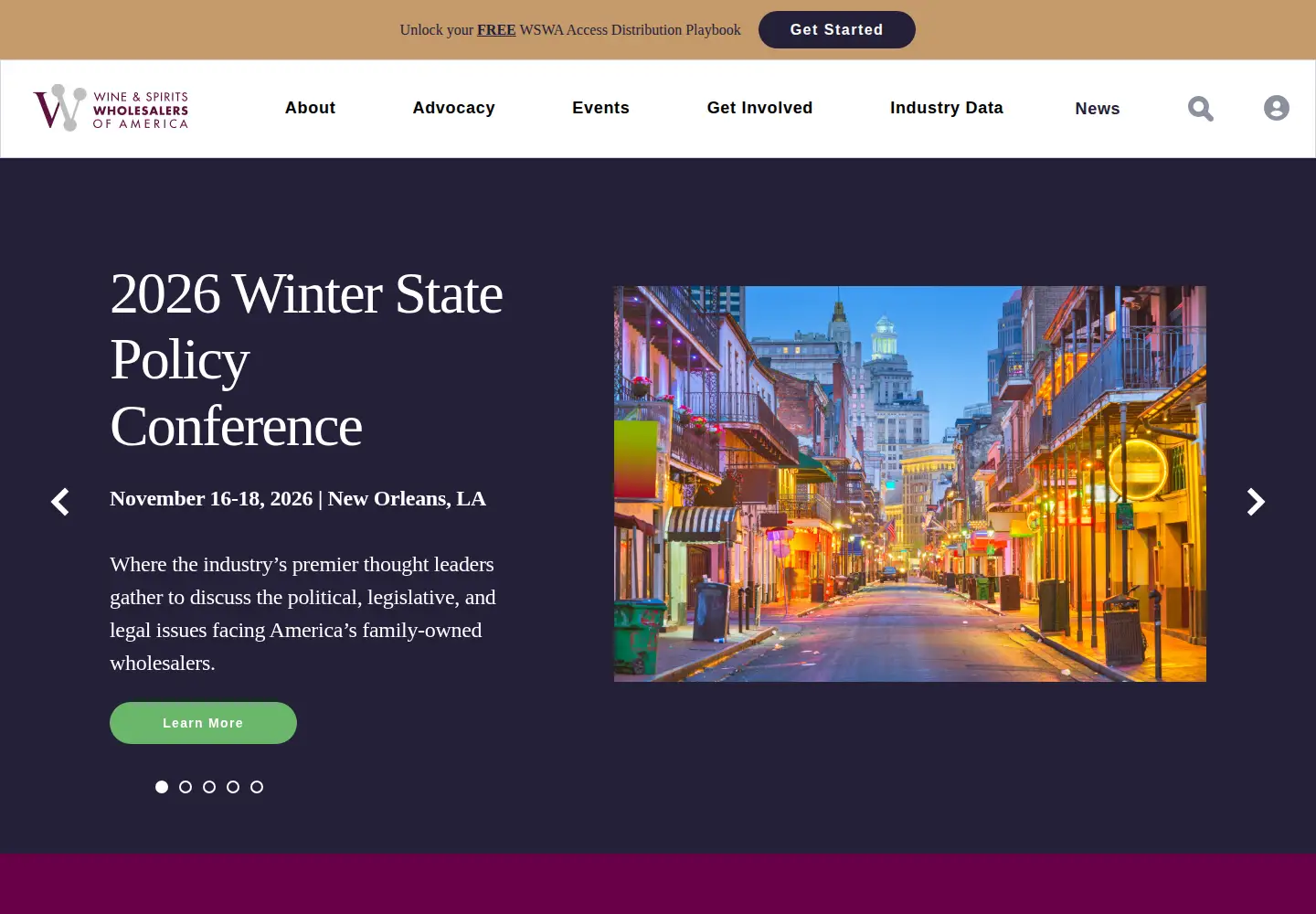 Captured homepage of wswa.org in the current scan