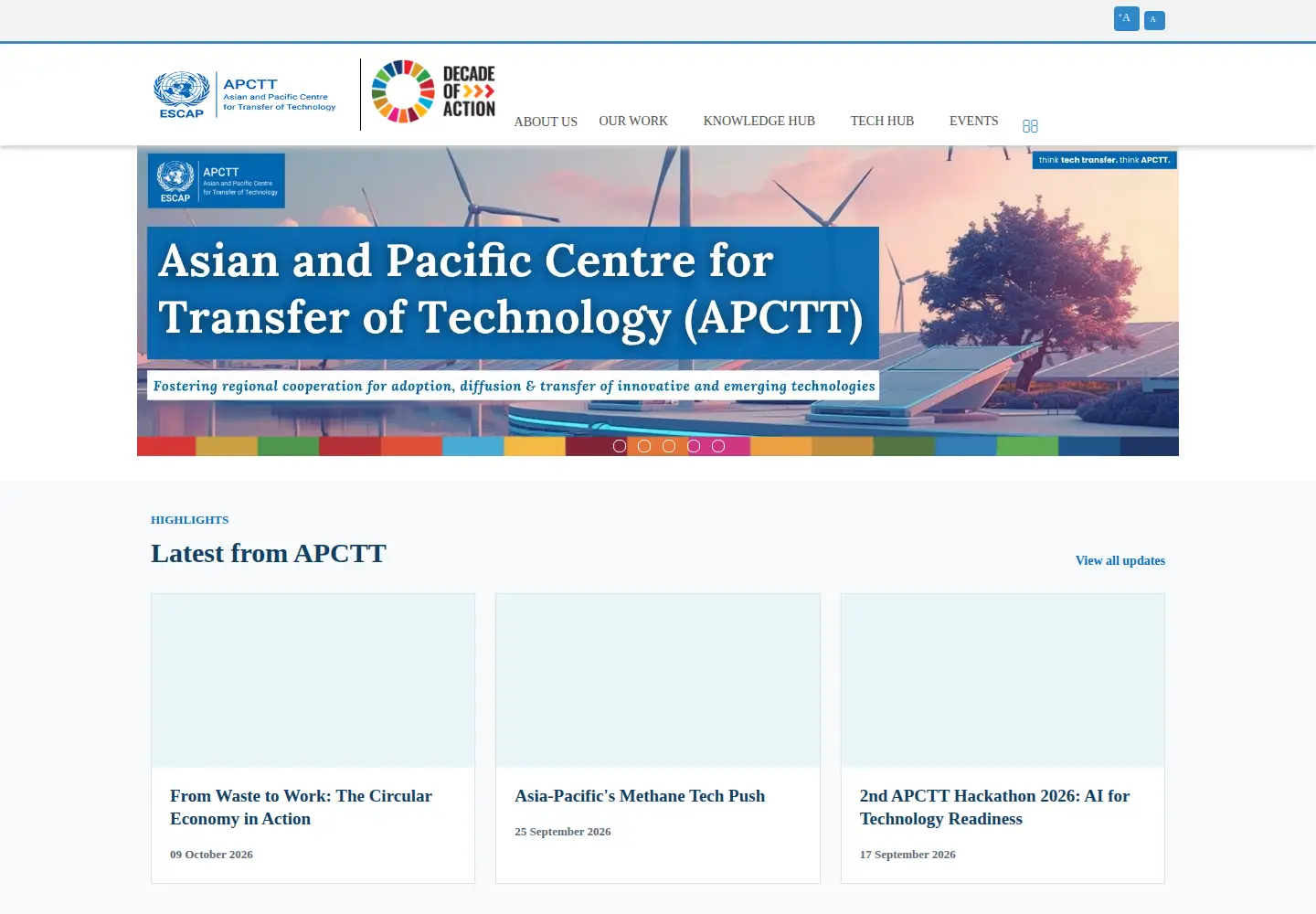 Captured homepage of apctt.org in the current scan