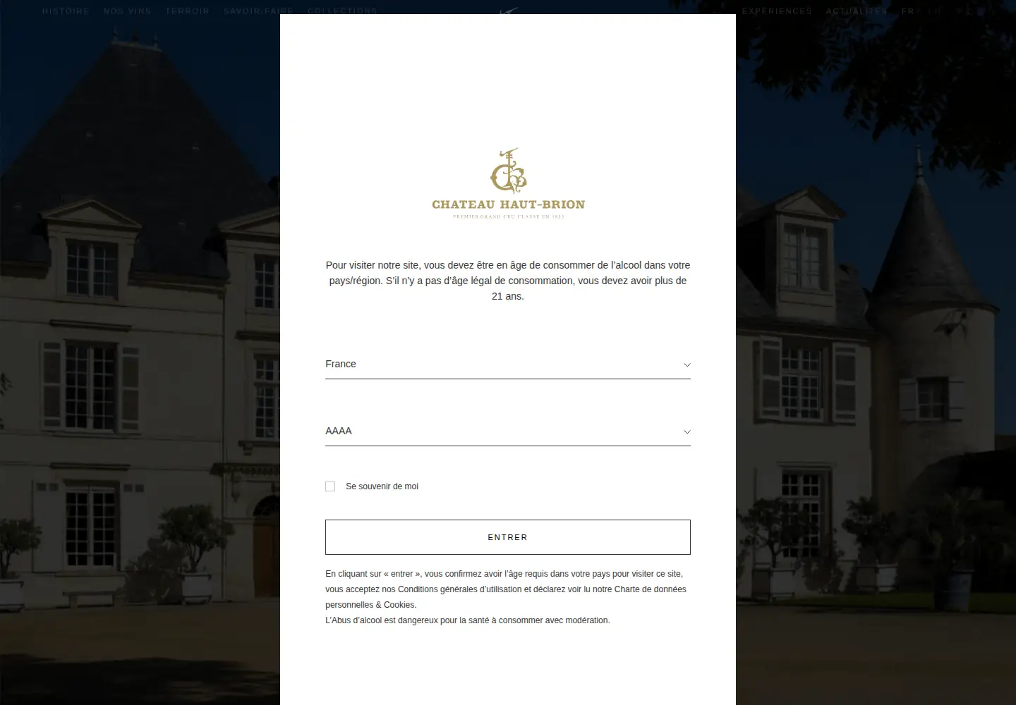 Screenshot of haut-brion.com