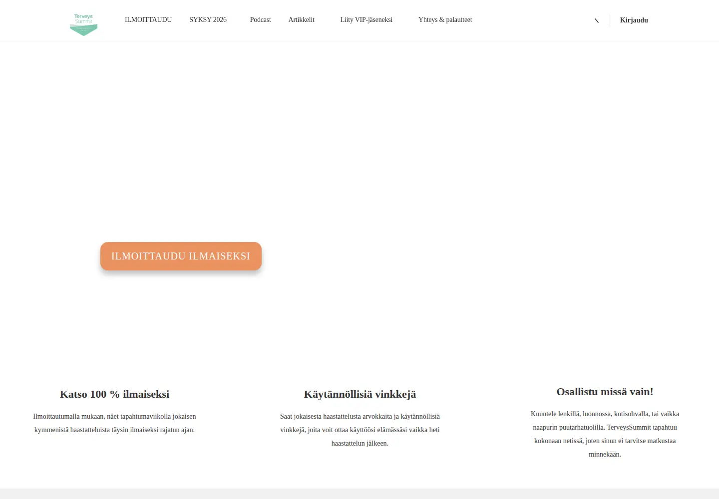 Screenshot of terveyssummit.fi