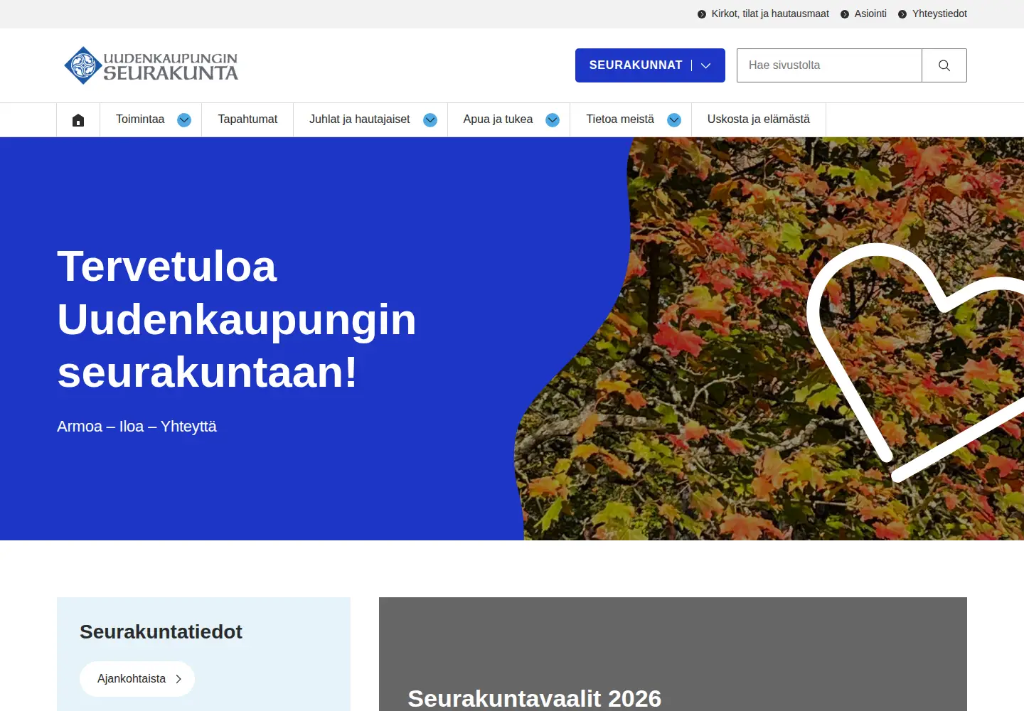 Screenshot of uudenkaupunginseurakunta.fi