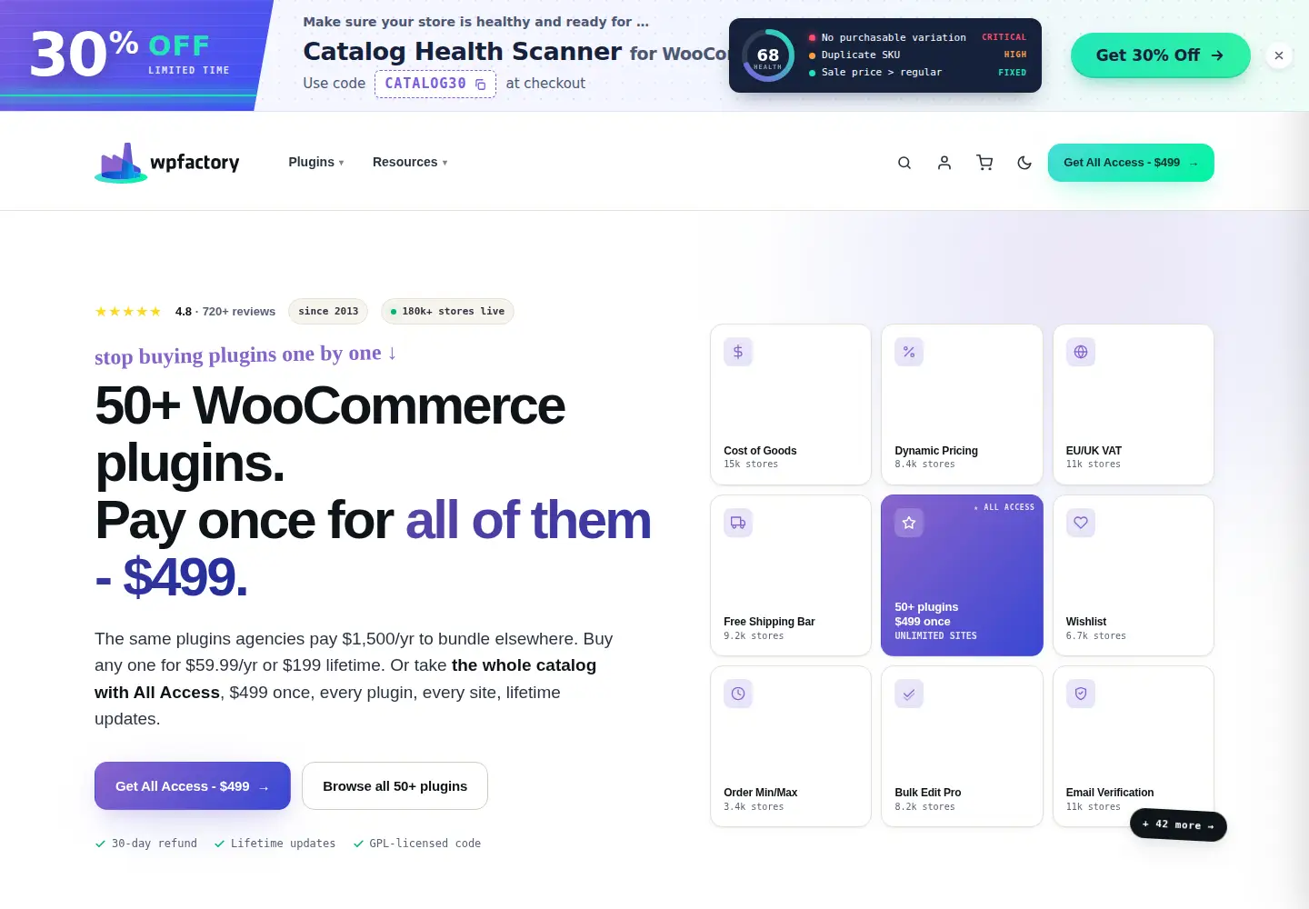 Screenshot of wpfactory.com