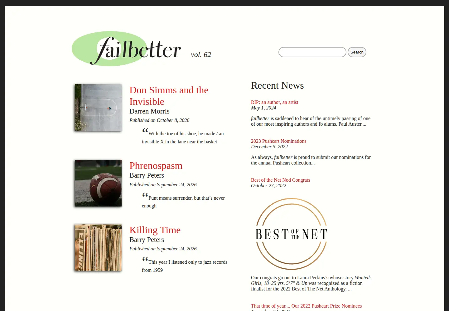 Screenshot of failbetter.com