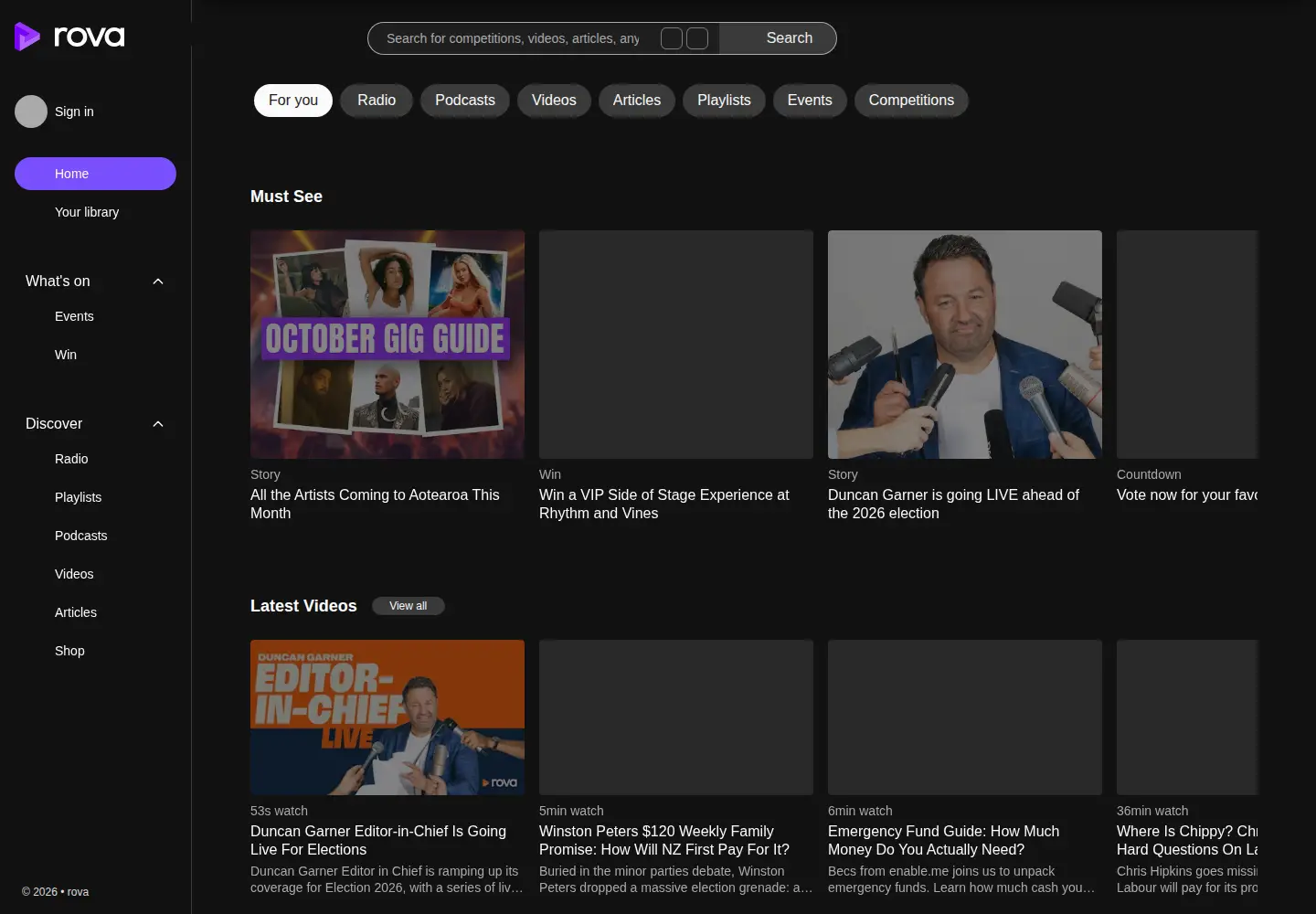 Screenshot of rova.nz