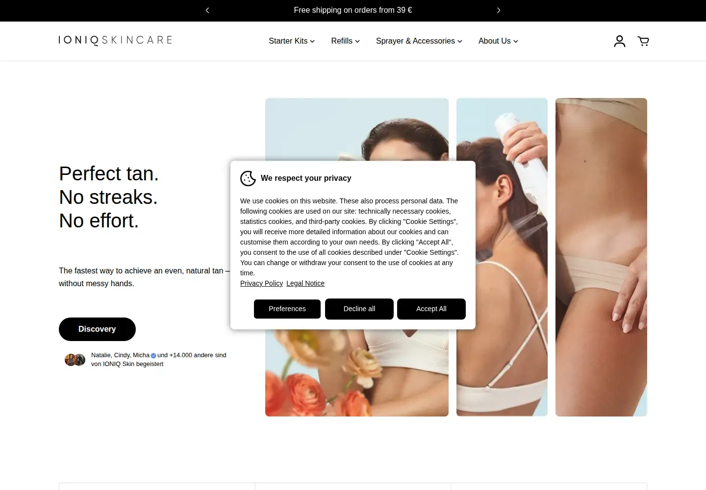 Screenshot of ioniqskin.com