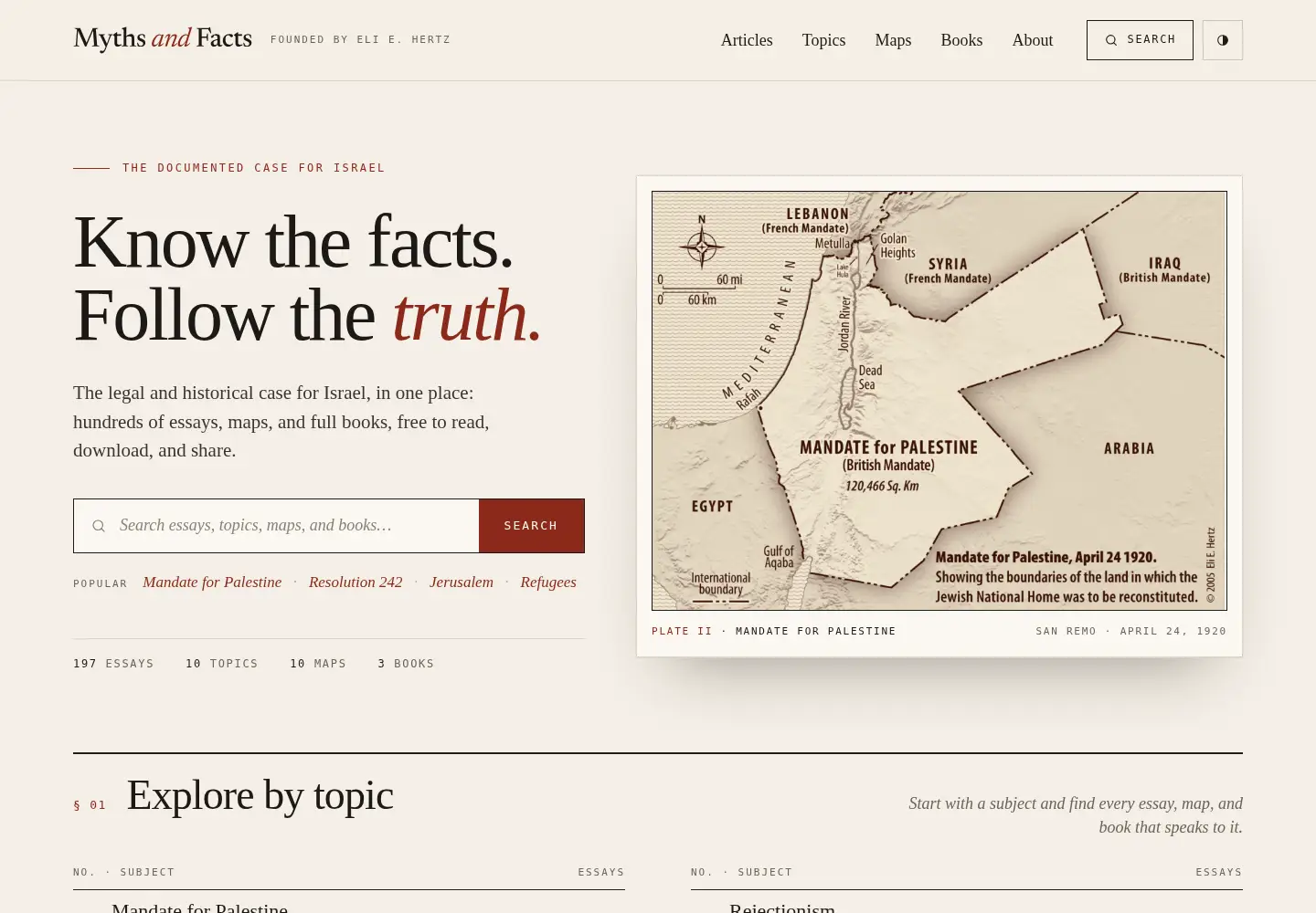 Captured homepage of mythsandfacts.org in the current scan