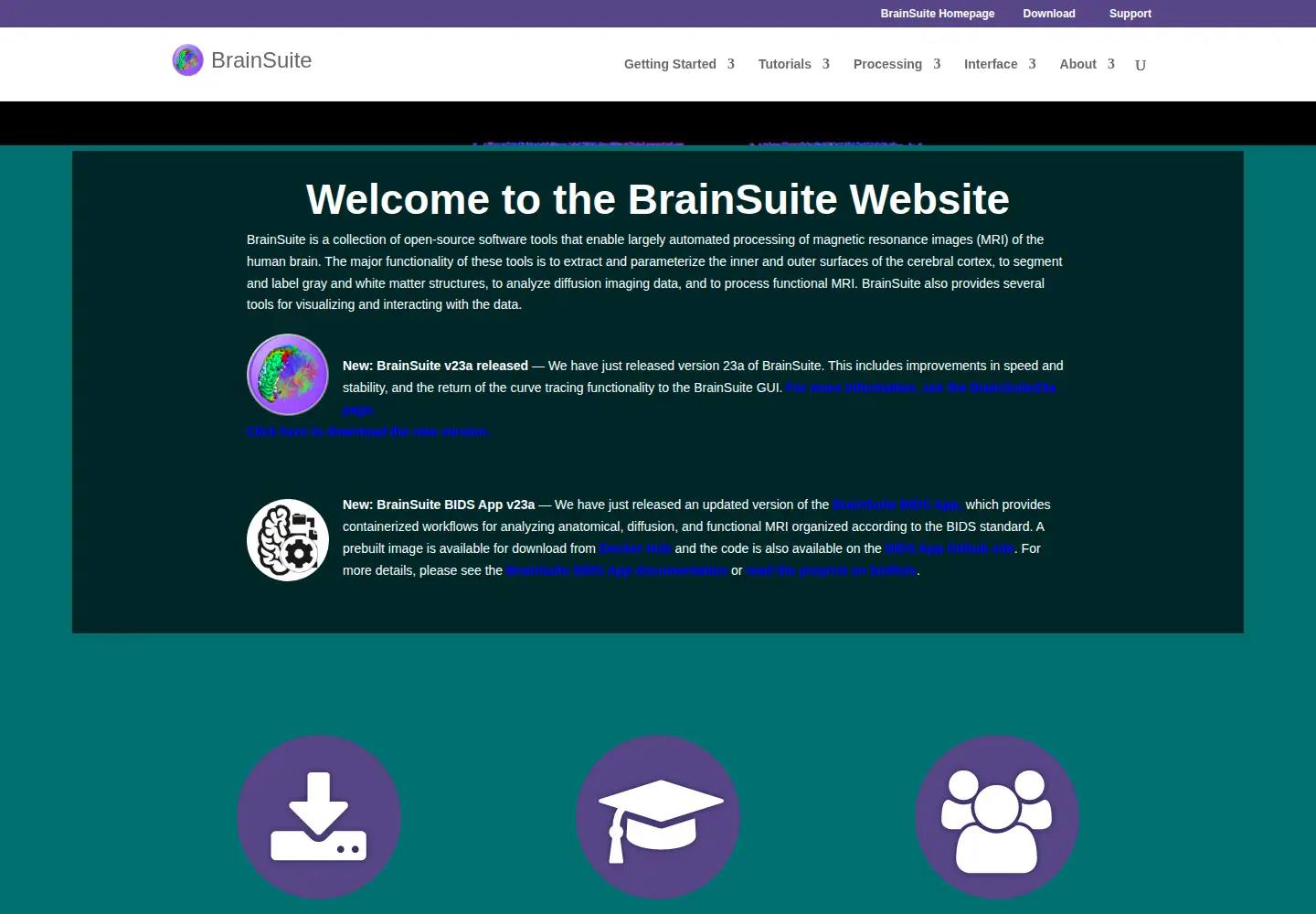 Screenshot of brainsuite.org