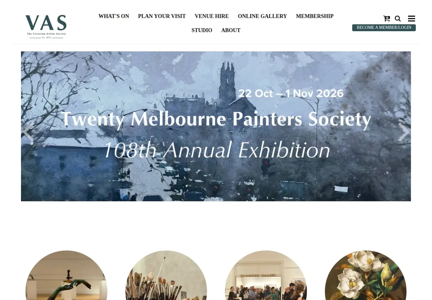 Captured homepage of vasgallery.org.au in the current scan