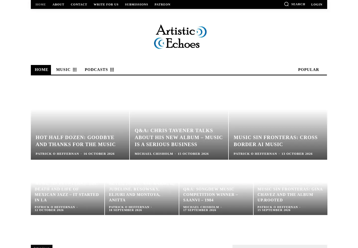 Screenshot of artisticechoes.co.uk