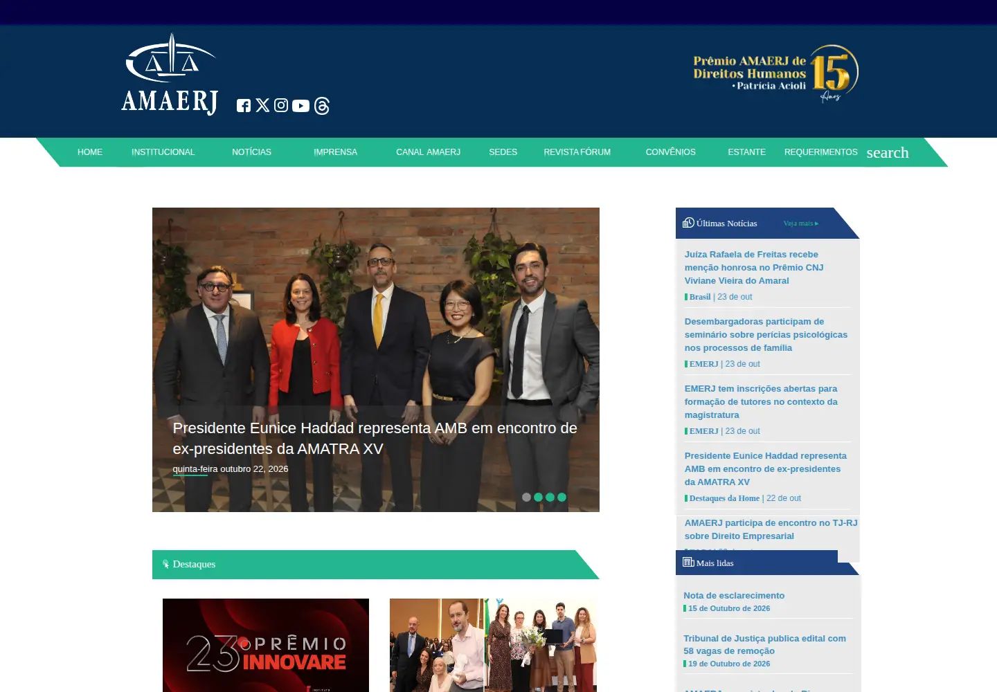 Screenshot of amaerj.org.br