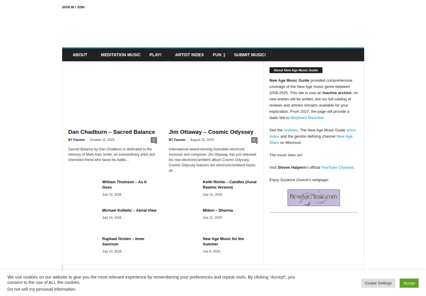 Screenshot of newagemusic.guide
