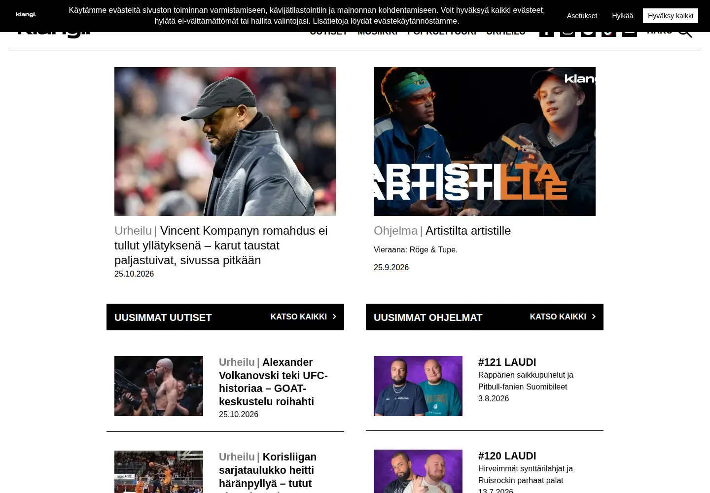 Screenshot of klangi.fi