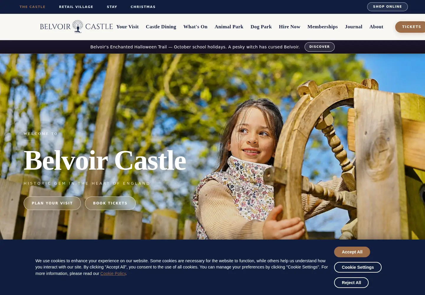 Captured homepage of belvoircastle.com in the current scan
