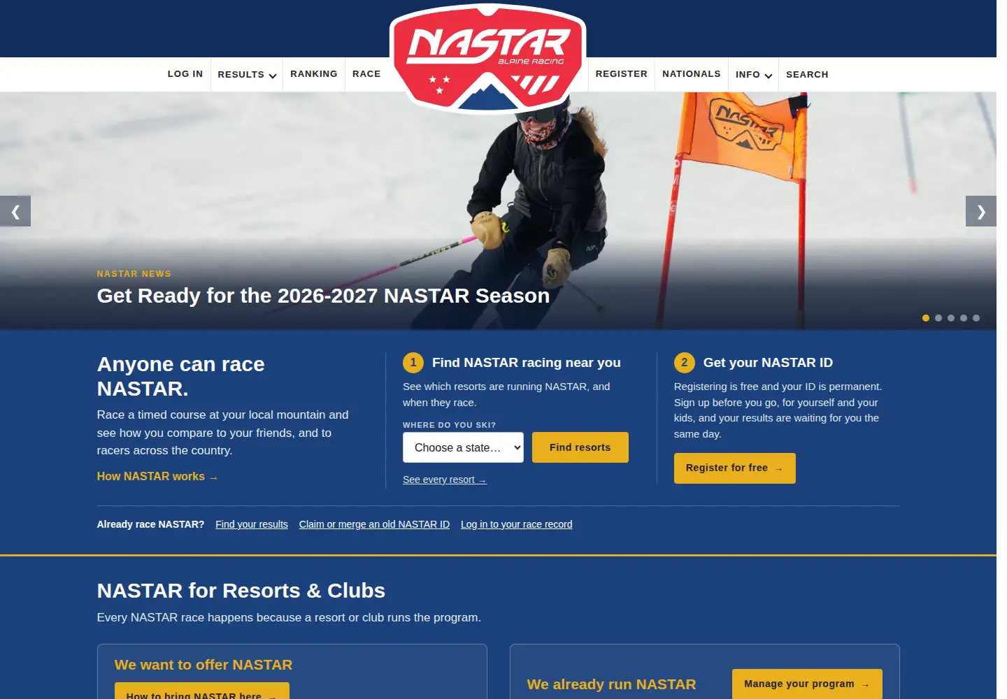 Screenshot of nastar.com