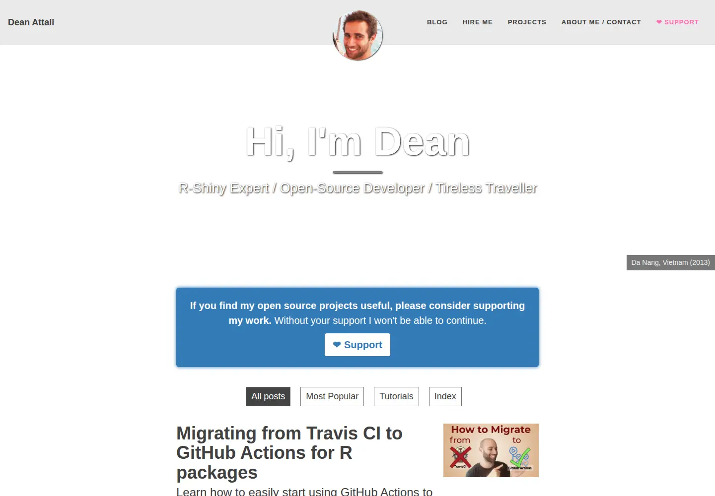 Screenshot of deanattali.com