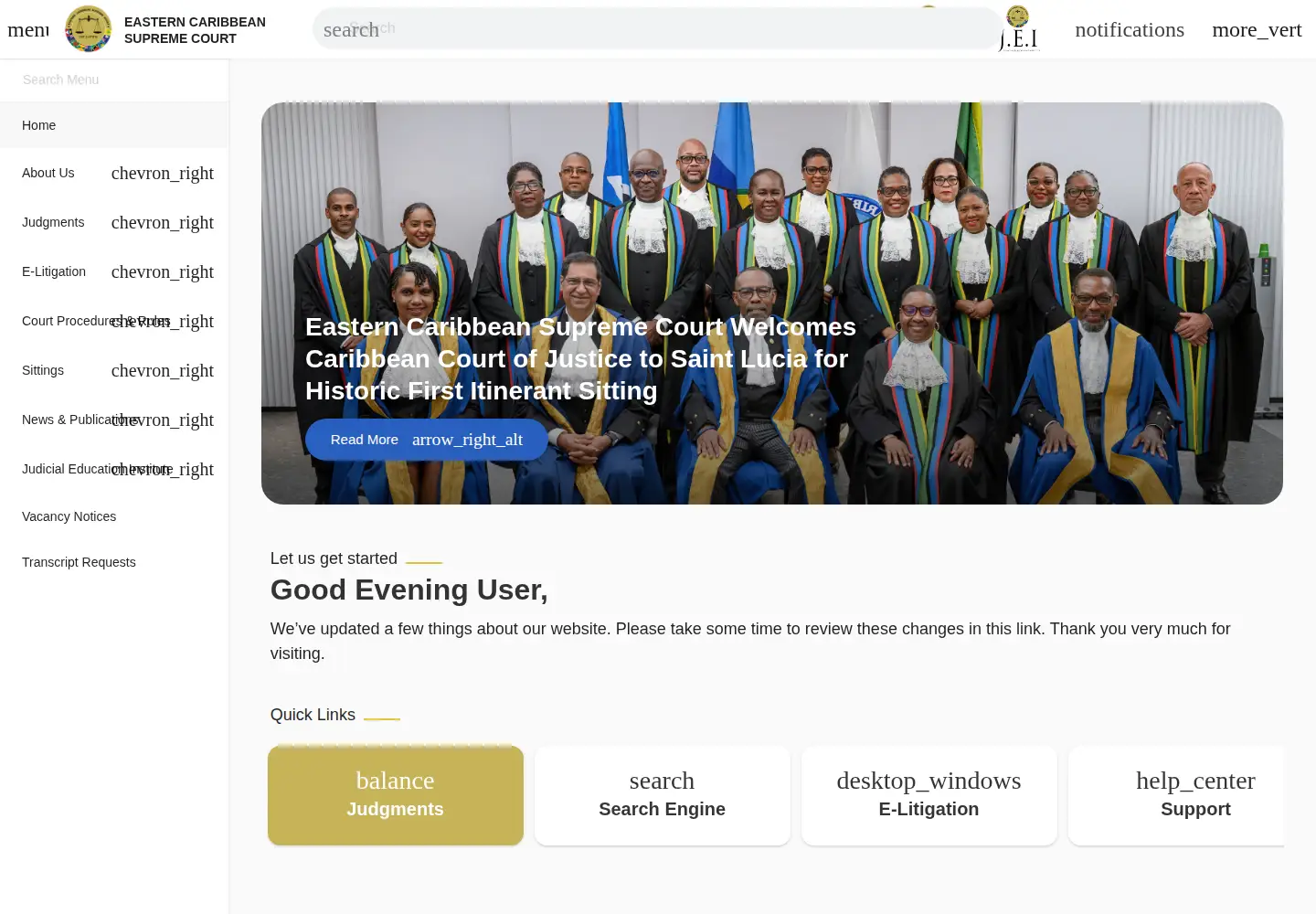 Screenshot of eccourts.org